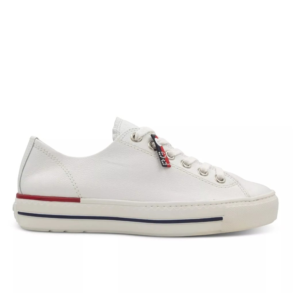 $400 Paul Green Carly Low Top Sneaker Leather Lace-Up White Shoes 9 (Te1)
